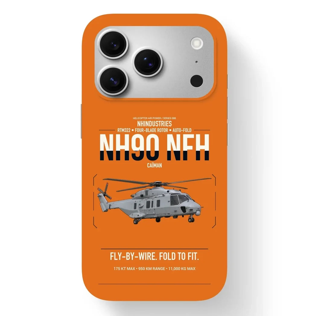NHIndustries NH90 NFH Caïman design on orange magsafe iphone case, for iPhone 17 Pro
