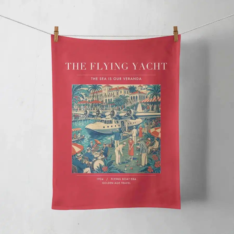 VINTAGE G4075 - The Flying Yacht - Designed Towels design on red