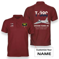 Thumbnail for T-38C Talon design on red+name double-side polo t-shirt, double-side print