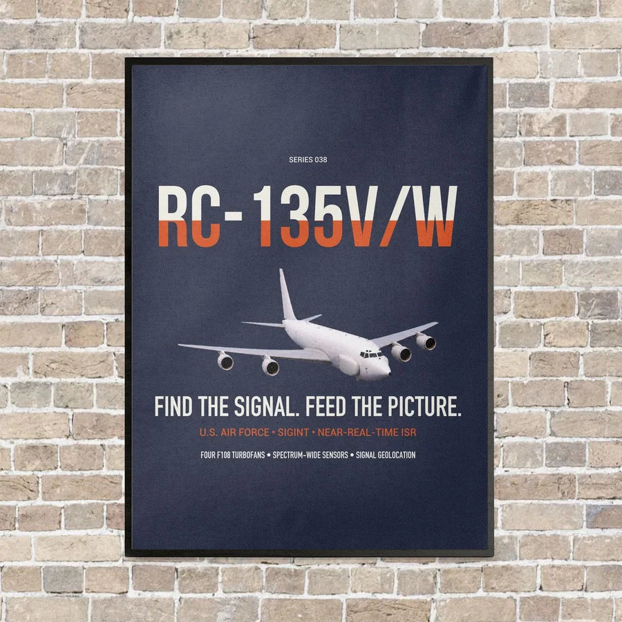 RC-135V W Rivet Joint vertical canvas print - framed - navy blue background