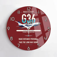 Thumbnail for Beechcraft Bonanza G36 design on dark red no frame wall clock