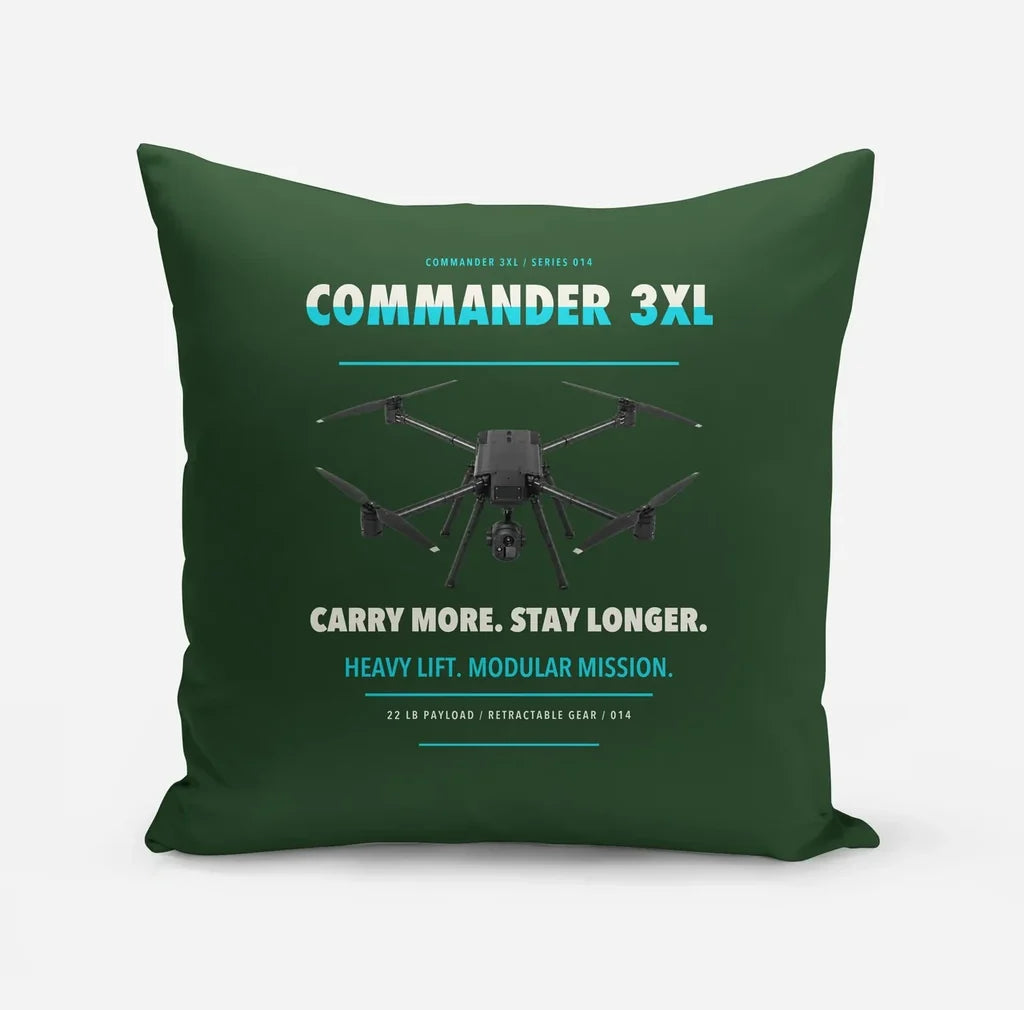 Draganfly Commander 3XL design on dark green pillow