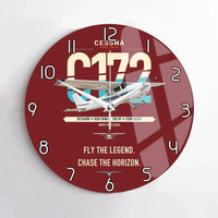 Thumbnail for Cessna 172 Skyhawk design on dark red no frame wall clock