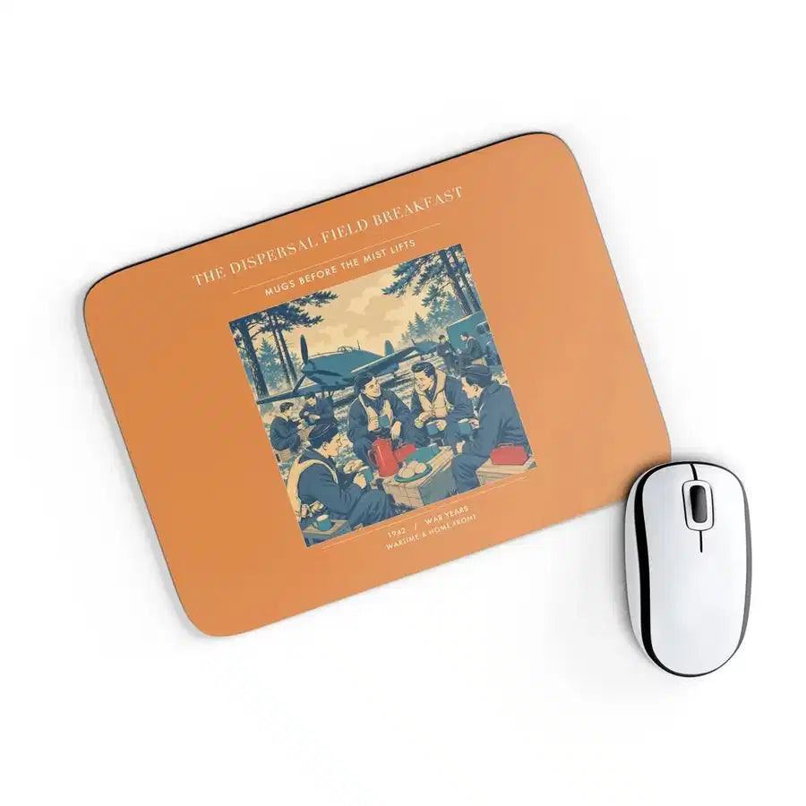 VINTAGE G4511 - The Dispersal Field Breakfast - Designed Mouse Pads design on orange rectangle