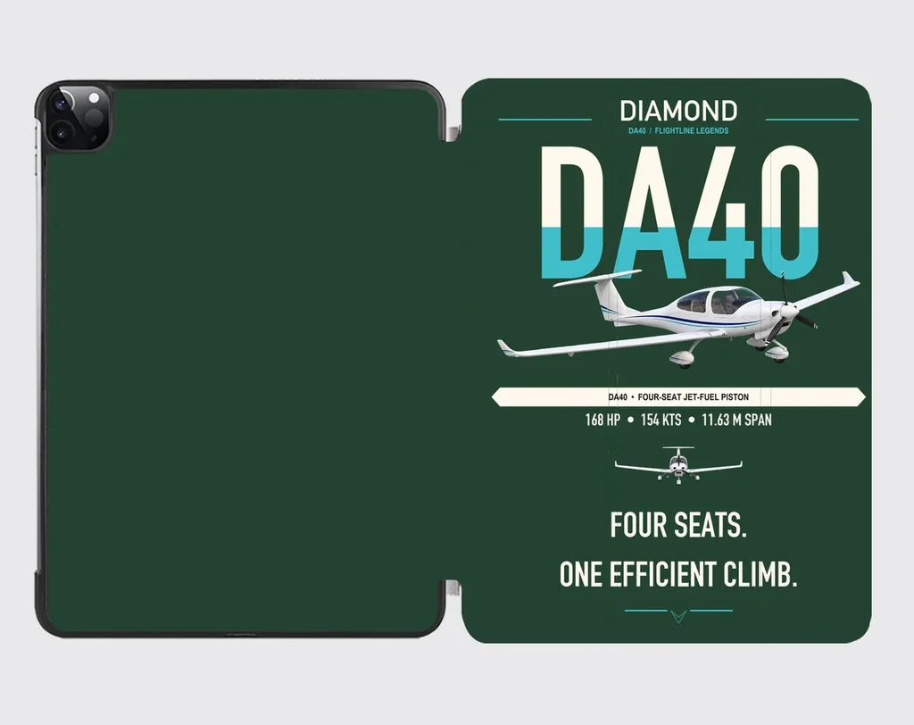 Diamond DA40 design on dark green ipad tablet case