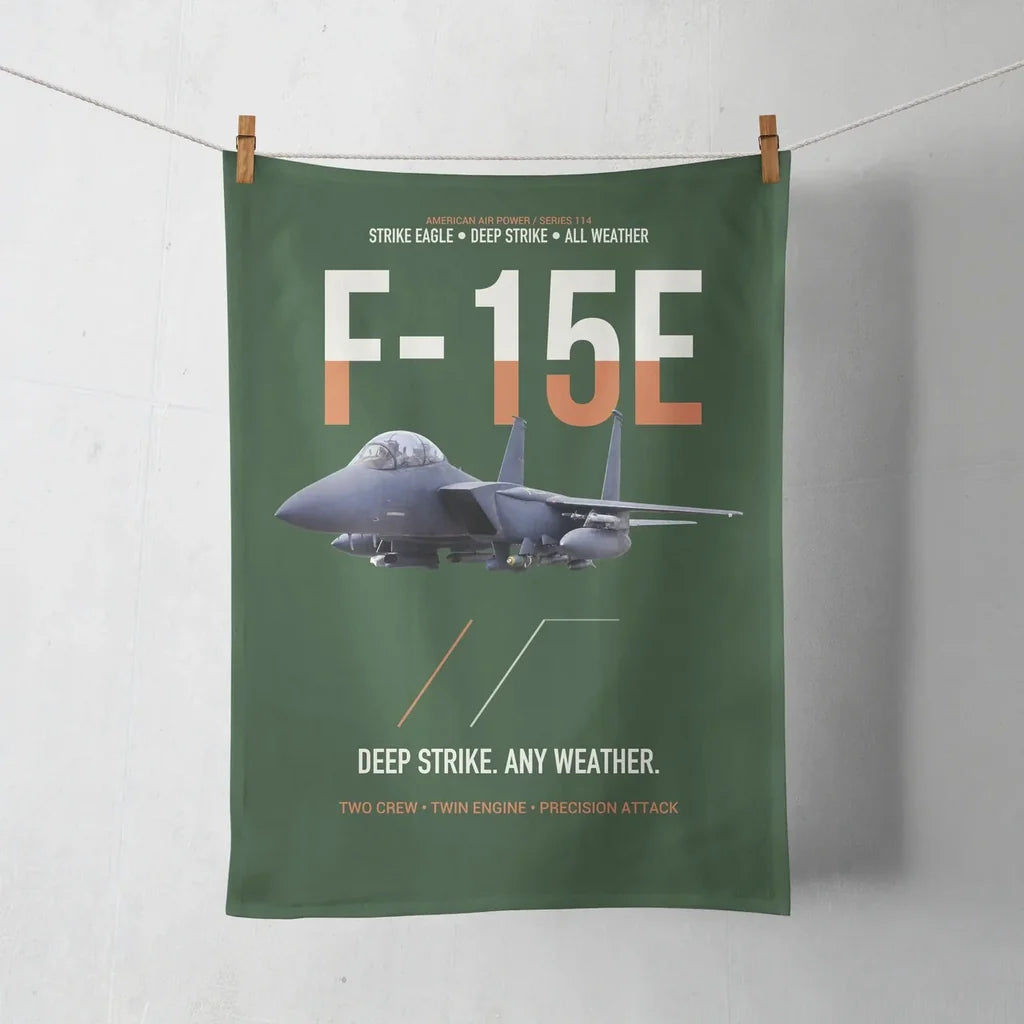 F-15E Strike Eagle Deep Strike Any Weather design on dark green towel