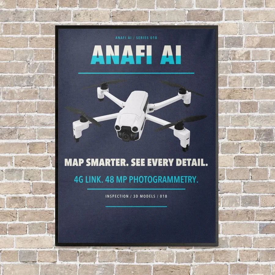 Parrot ANAFI Ai vertical canvas print - framed - navy blue background