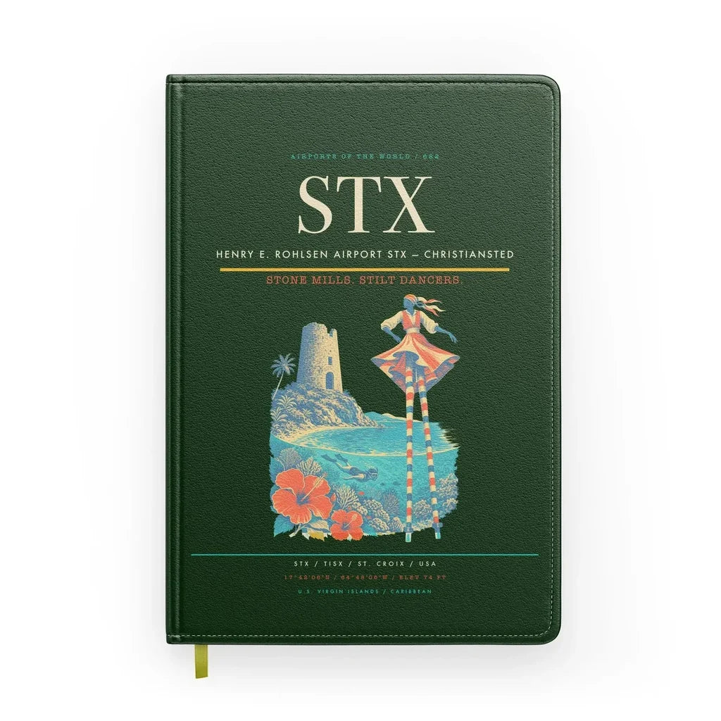 Henry E. Rohlsen Airport (STX) design on dark green notebook