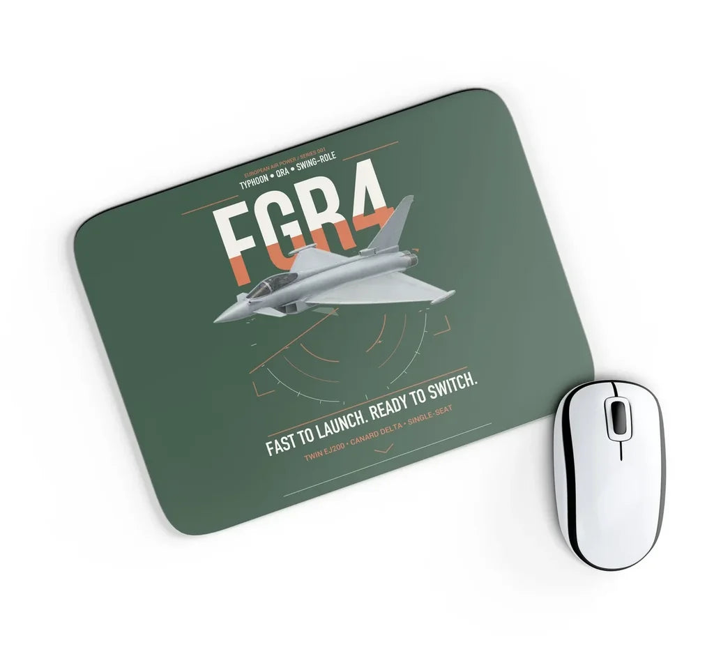 Eurofighter Typhoon FGR4 design on dark green rectangle mouse pad