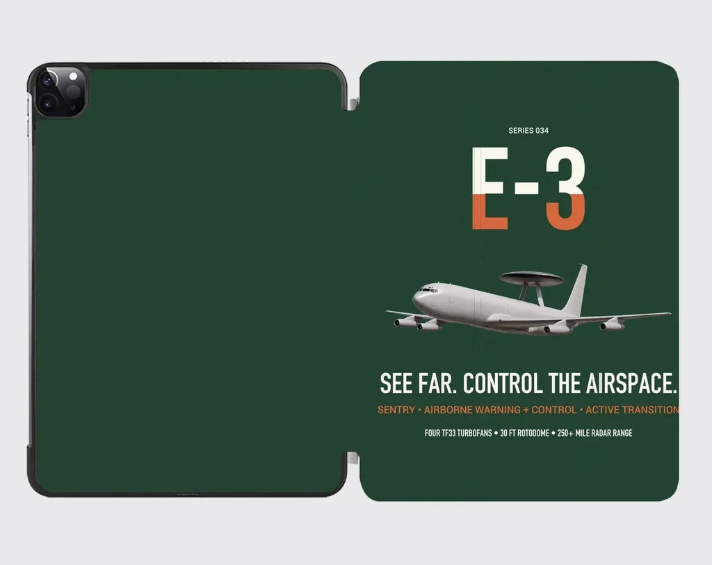 E-3 Sentry AWACS design on dark green ipad tablet case