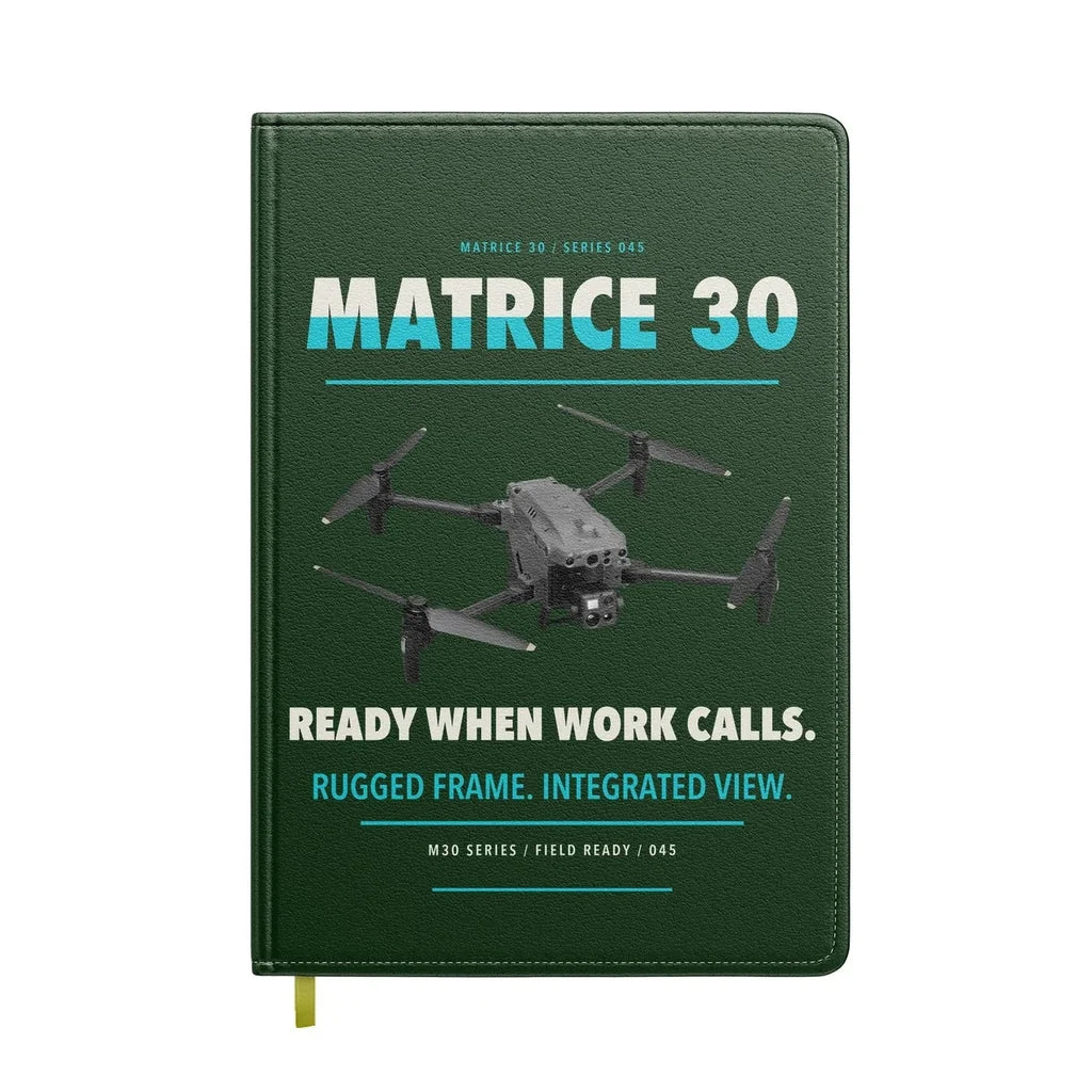 DJI Matrice 30 design on dark green notebook