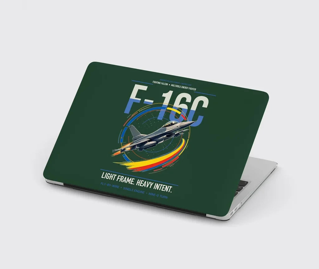F-16C Fighting Falcon design on dark green MacBook case