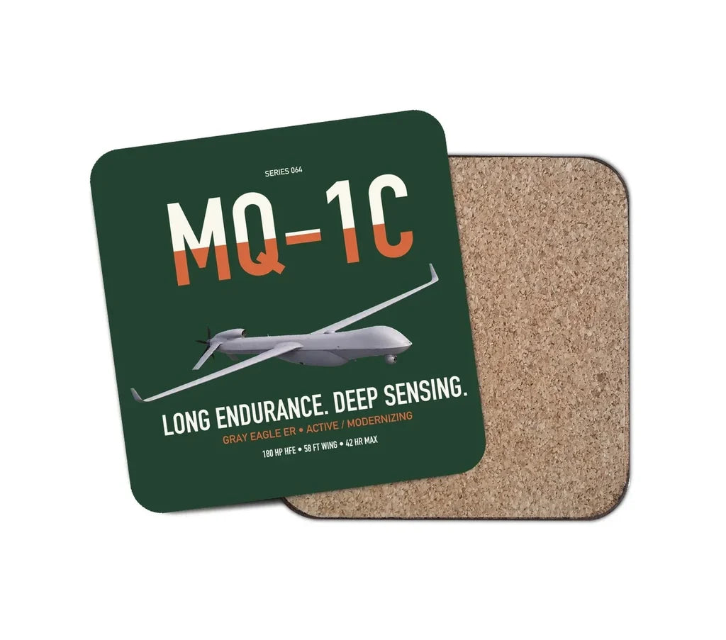 MQ-1C Gray Eagle ER design on dark green 1 piece coaster
