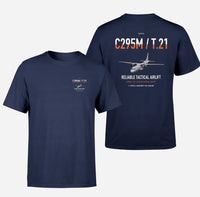 Thumbnail for Airbus C295M T.21 design on navy blue double-side t-shirt, double-side print