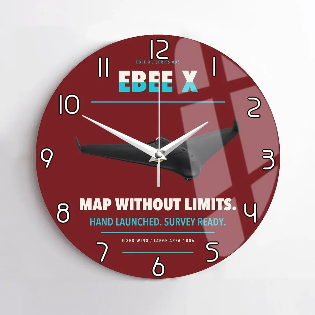 AgEagle eBee X design on dark red no frame wall clock