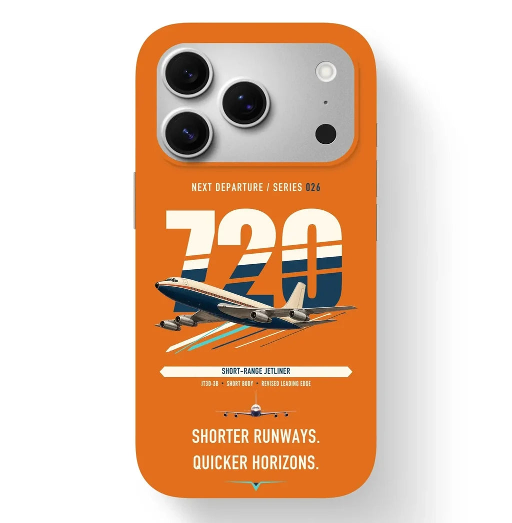 Boeing 720B design on orange magsafe iphone case