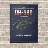 Thumbnail for Bell OH-58D Kiowa Warrior vertical canvas print - framed - navy blue background