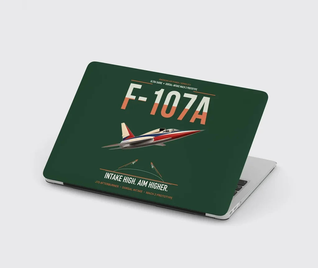 F-107A Ultra Sabre design on dark green MacBook case