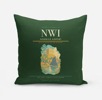 Thumbnail for Norwich Airport (NWI) design on dark green pillow