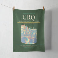 Thumbnail for Groningen Airport Eelde (GRQ) design on dark green towel