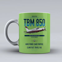 Thumbnail for Socata TBM 850 design on light green ceramic mug, double-side print
