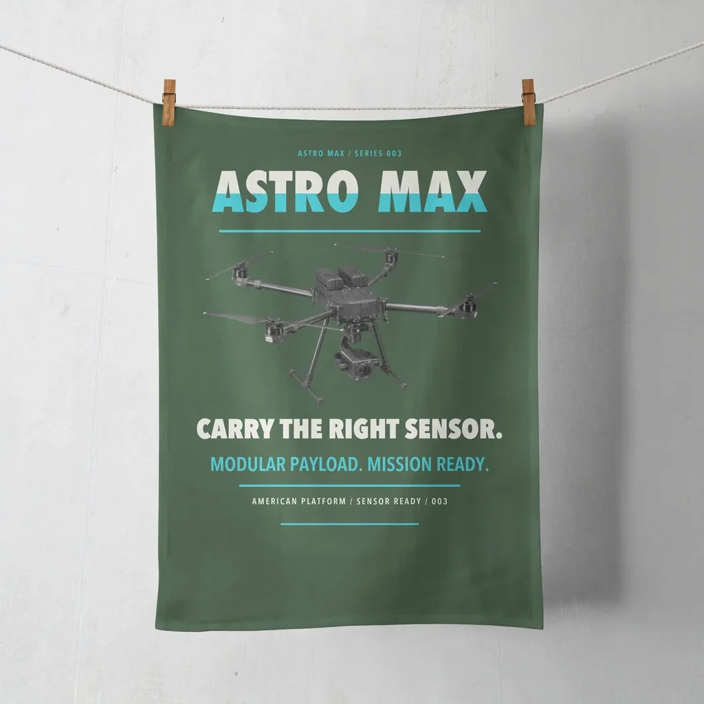 Freefly Astro Max design on dark green towel
