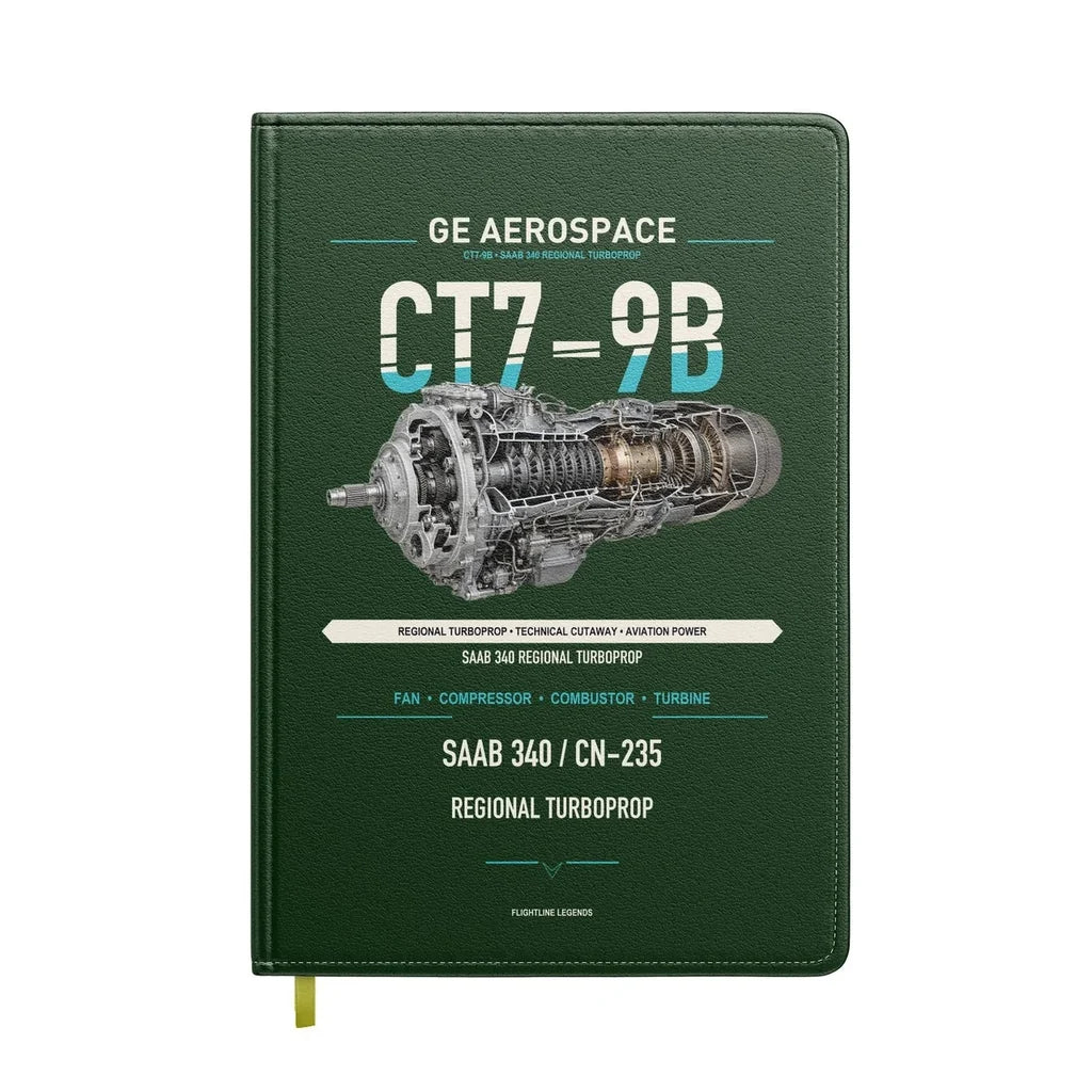 CT7-9B design on dark green notebook