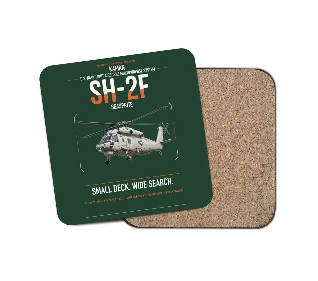 Kaman SH-2F Seasprite design on dark green 1 piece coaster