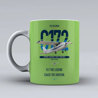 Thumbnail for Cessna 172 Skyhawk design on light green ceramic mug, double-side print