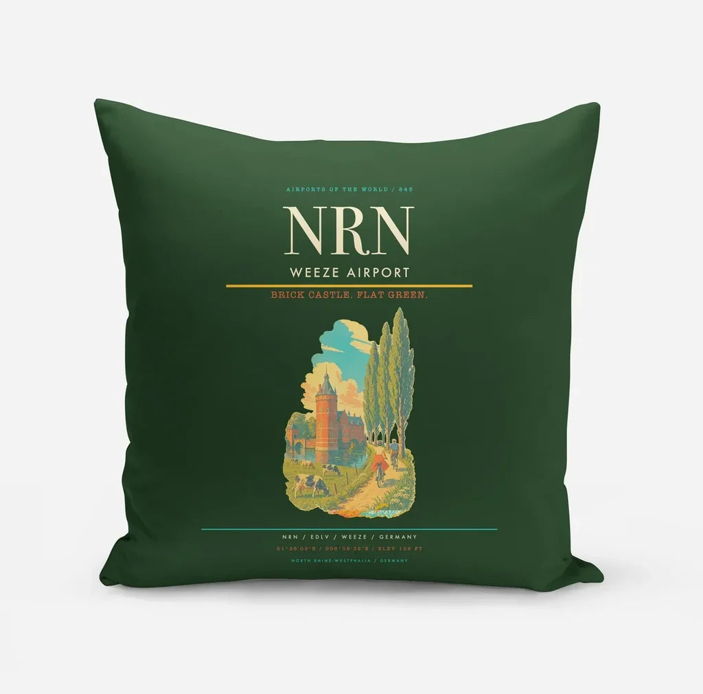 Weeze Airport (NRN) design on dark green pillow