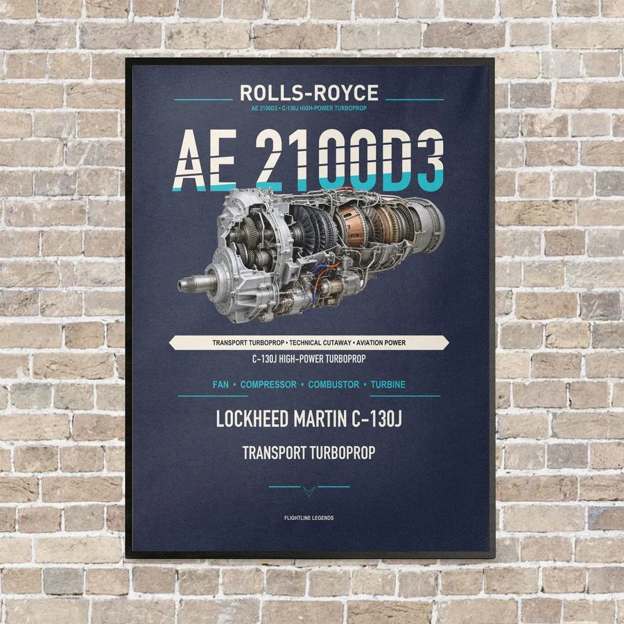 AE 2100D3 vertical canvas print - framed - navy blue background