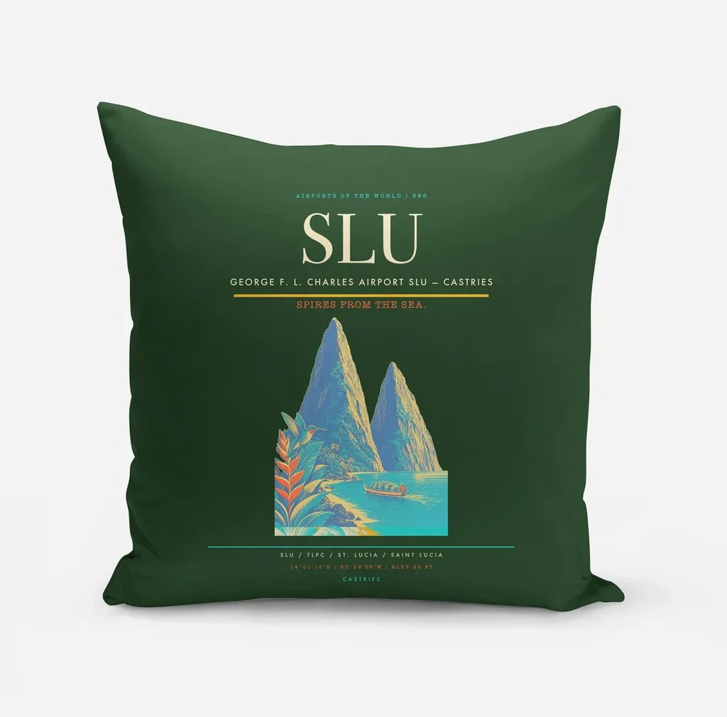 George F. L. Charles Airport (SLU) design on dark green pillow