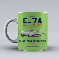 Thumbnail for E-7A Wedgetail design on light green ceramic mug, double-side print
