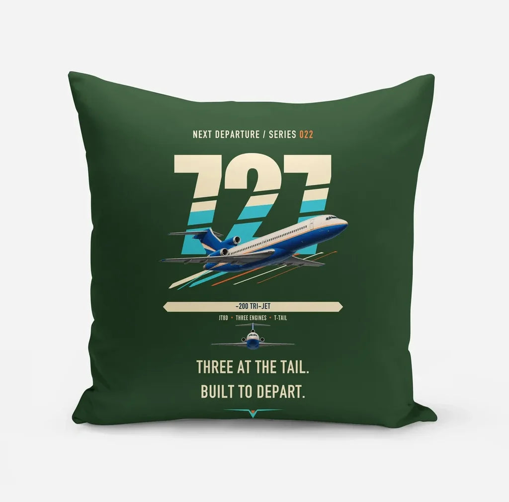 Boeing 727-200 design on dark green pillow