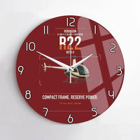 Thumbnail for Robinson R22 Beta II design on dark red no frame wall clock