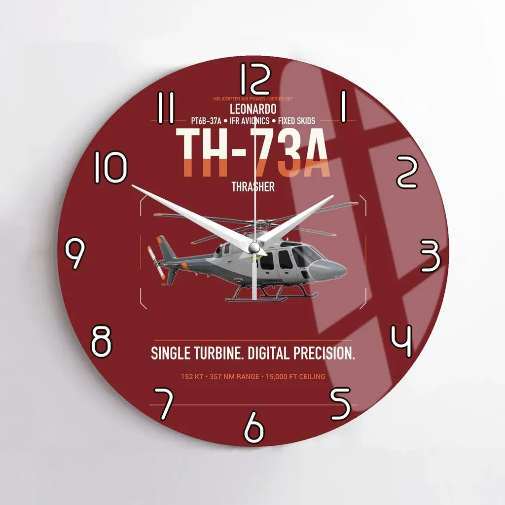 Leonardo TH-73A Thrasher design on dark red no frame wall clock