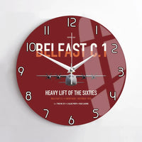 Thumbnail for Short Belfast C.1 design on dark red no frame wall clock