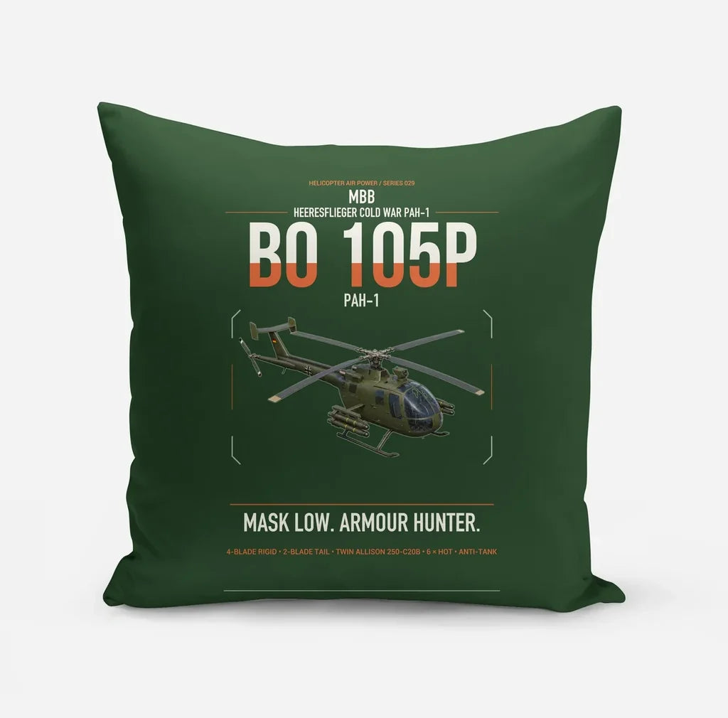 MBB BO 105P PAH-1 design on dark green pillow