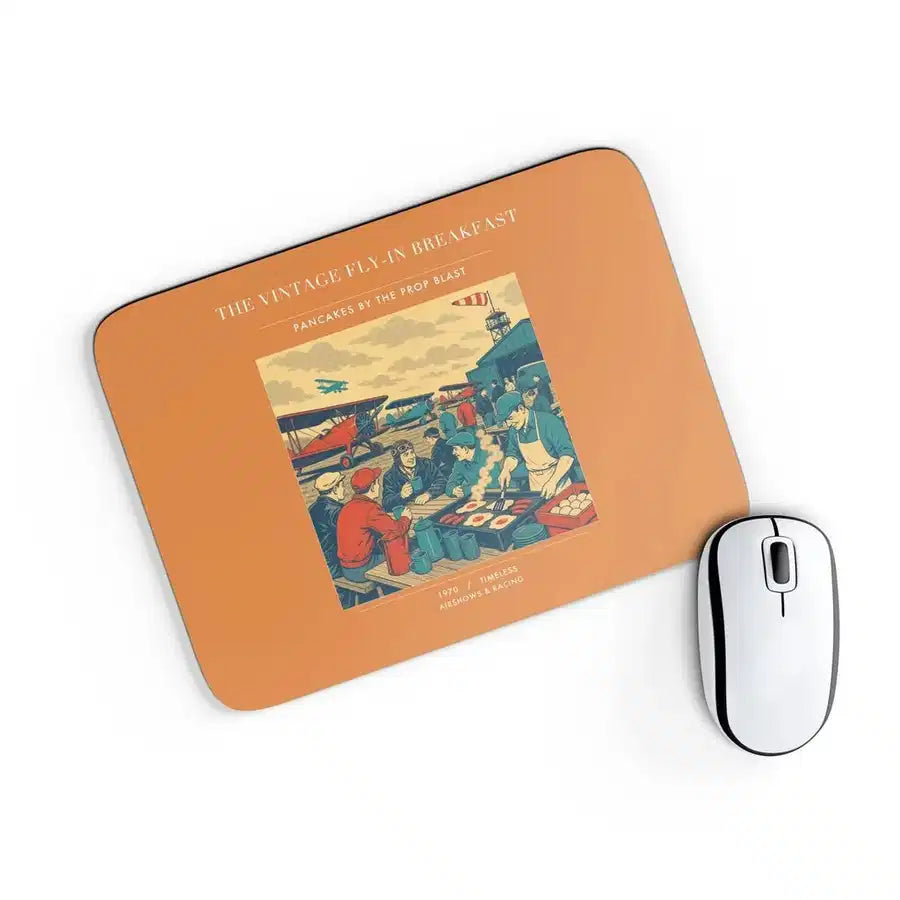 VINTAGE G4487 - The Vintage Fly-In Breakfast - Designed Mouse Pads design on orange rectangle