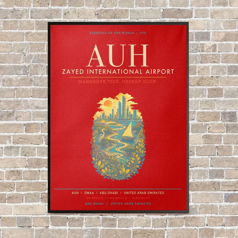 Zayed International Airport Abu Dhabi AUH - Canvas Framed - Red
