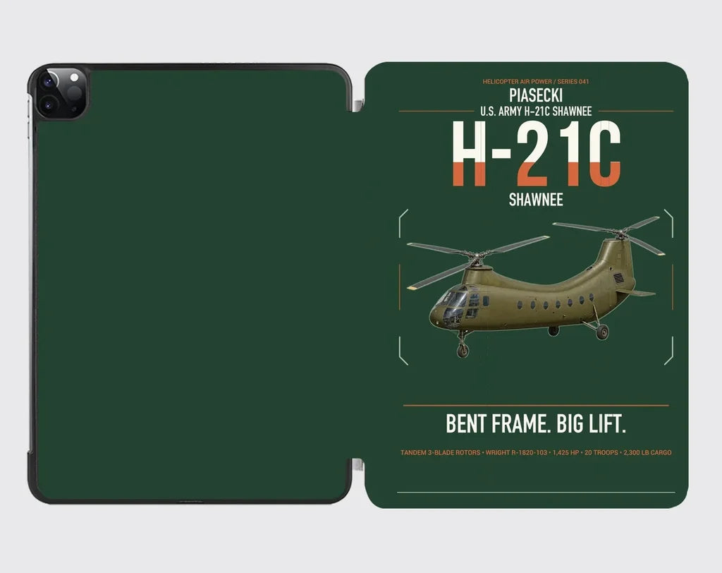 Piasecki H-21C Shawnee design on dark green ipad tablet case