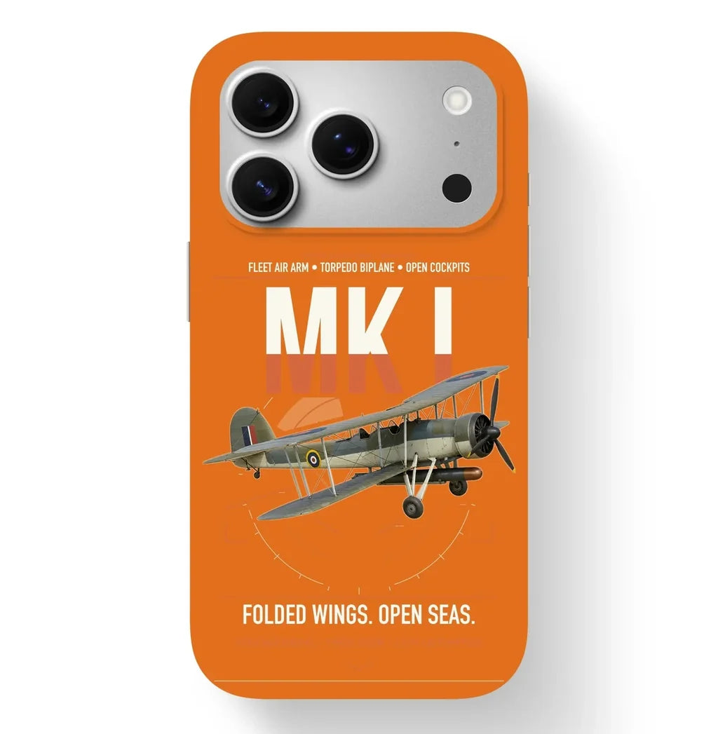Fairey Swordfish Mk I design on orange magsafe iphone case, for iPhone 17 Pro