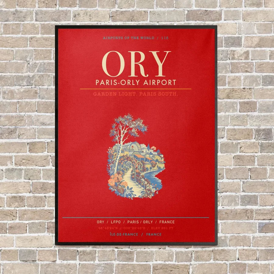 Paris-Orly Airport ORY - Canvas Framed - Red