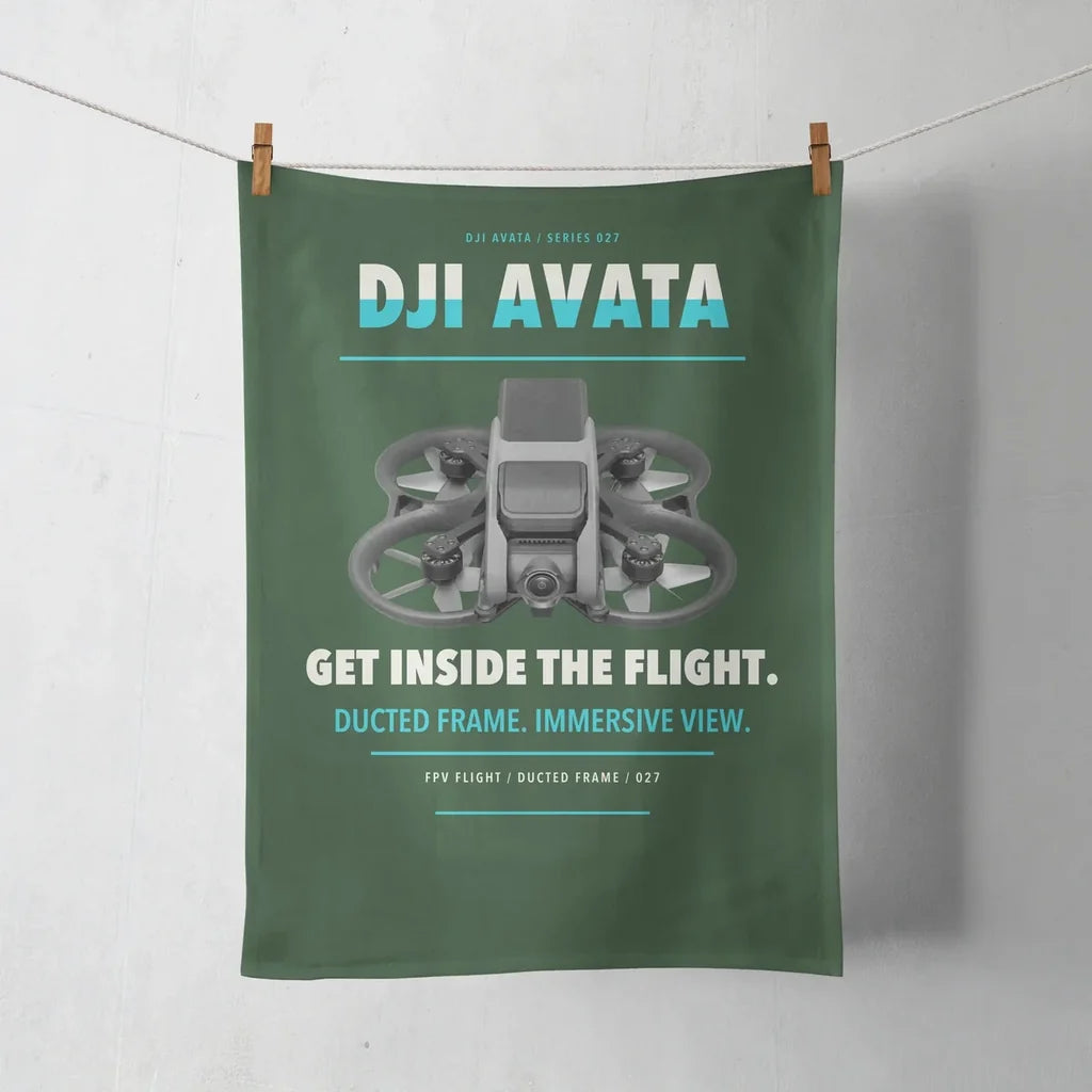 DJI Avata design on dark green towel