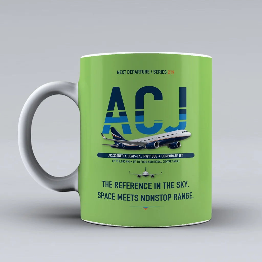 ACJ320neo Mug design on light green airbus