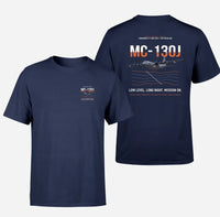 Thumbnail for MC-130J COMMANDO II design on navy blue double-side t-shirt, double-side print