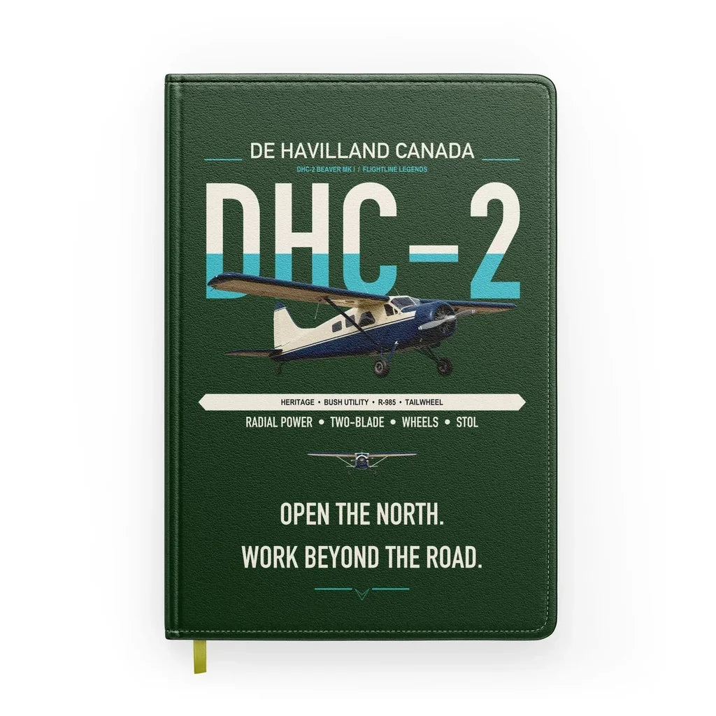 DHC-2 Beaver Mk I design on dark green notebook