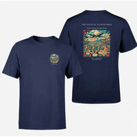 Thumbnail for VINTAGE G4406 - The Festival Flower Drop - Double-Side T-Shirt design on navyblue double side t shirt