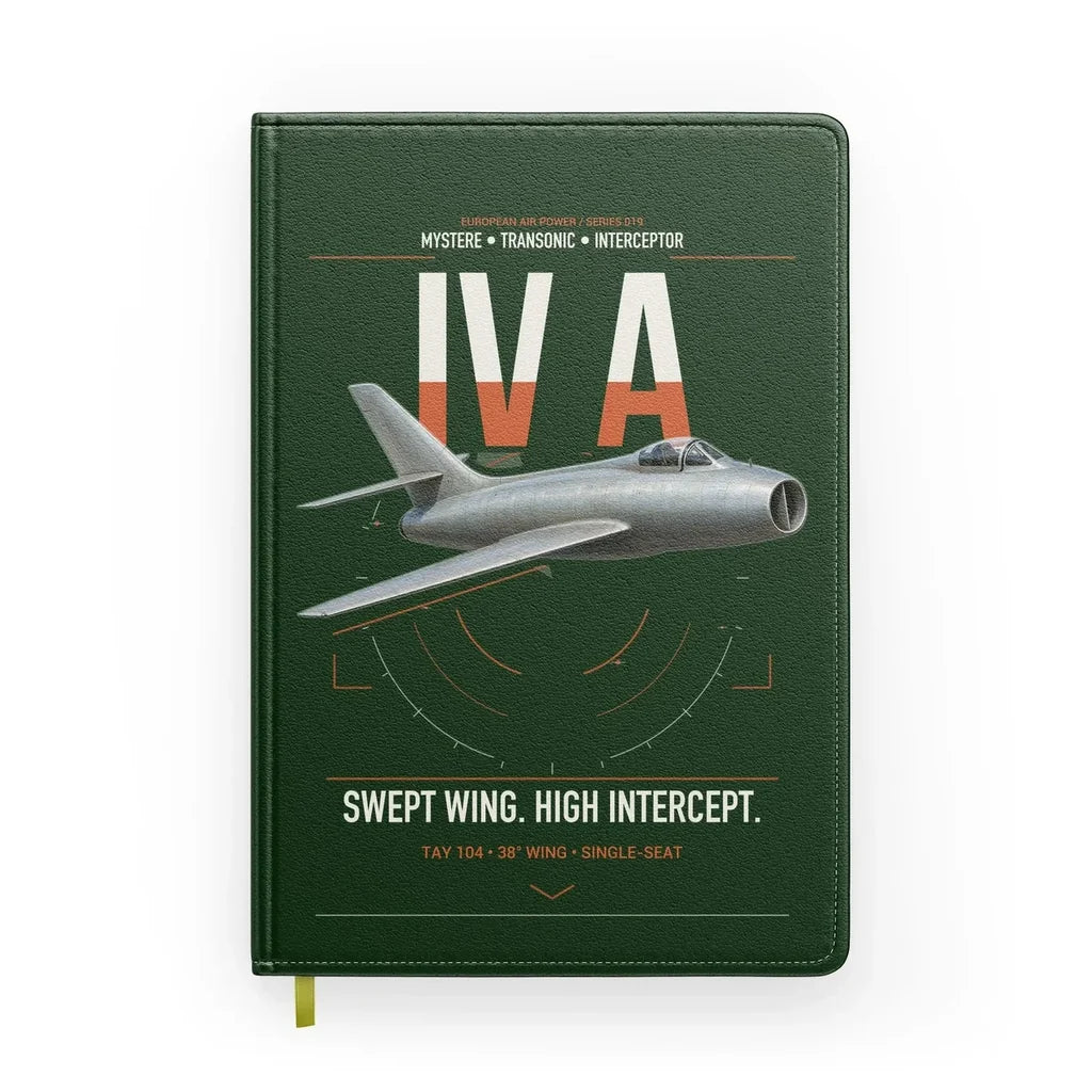 Dassault Mystère IV A design on dark green notebook