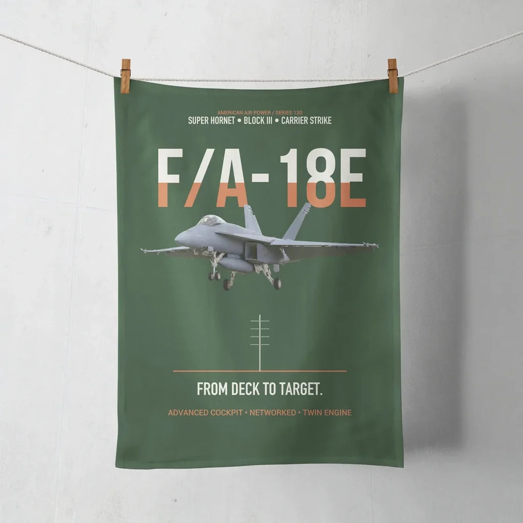 F-A-18E Super Hornet Block III From Deck To Target design on dark green towel